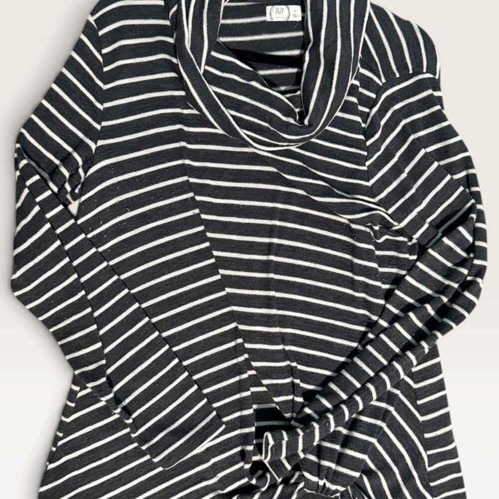 Maurices 24/7 Hunter Green and Cream striped top